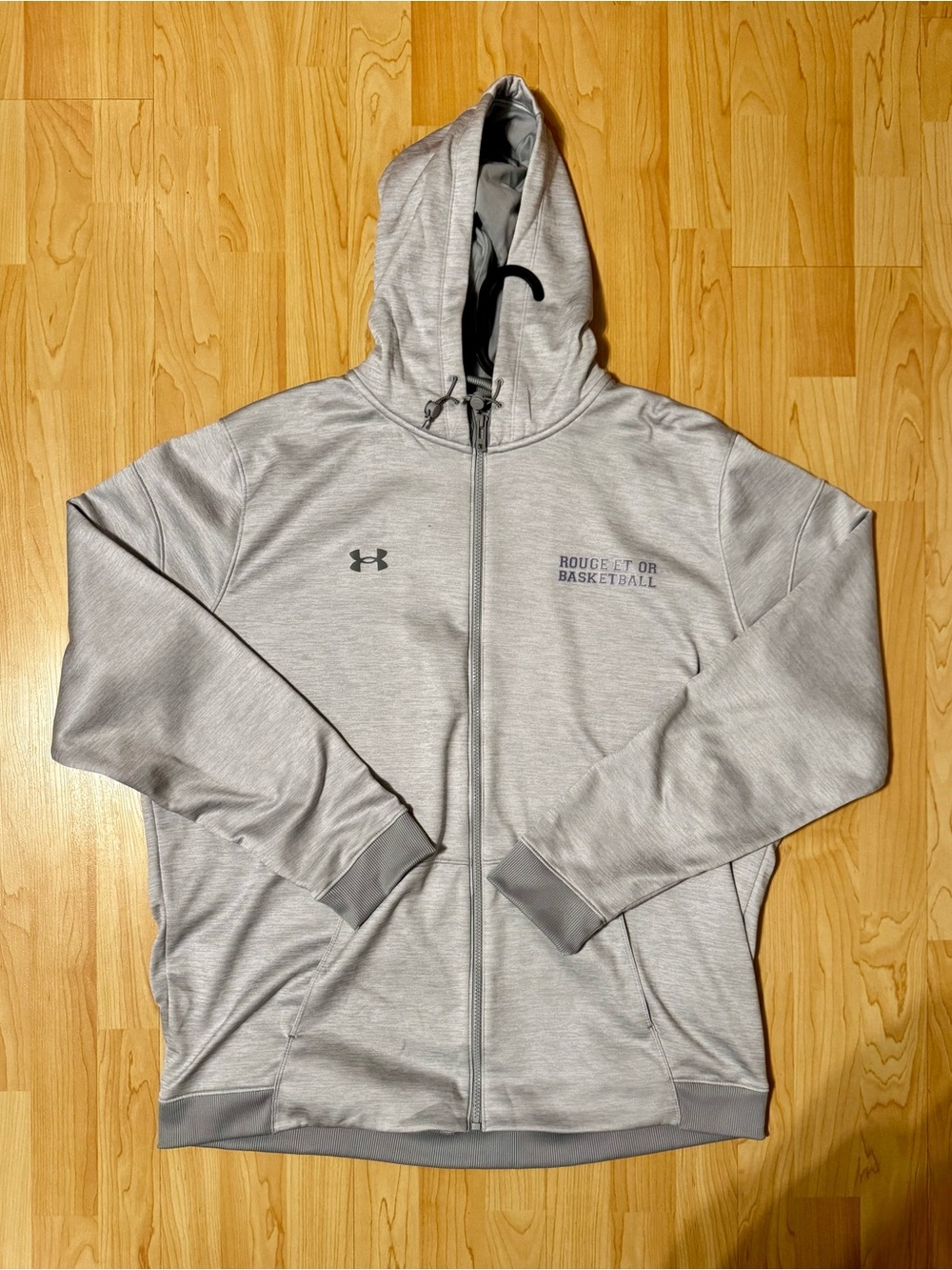 Under Armour Light Gray Full-Zip Hoodie with Hood - Rouge et Or Basketball